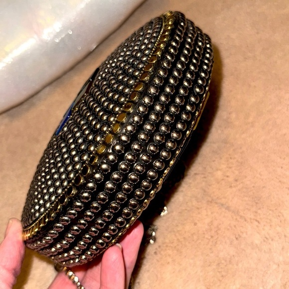 RAMLA Handmade Black, Gold and Blue Mini Mosaic Bag NWOT - Picture 5 of 5